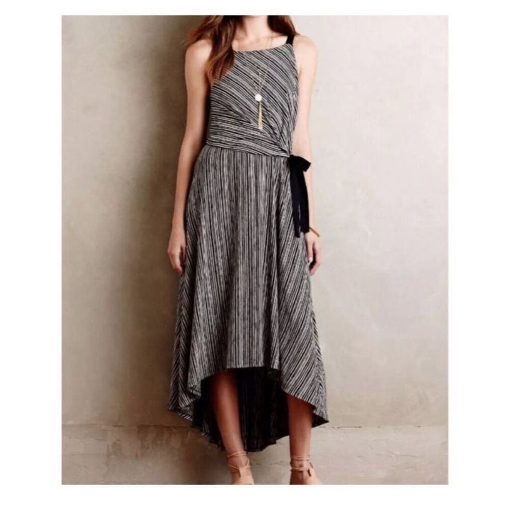 Maeve By Anthropologie Salsola Long Dress Asymmetrical Stripe Size Medium - Picture 1 of 5